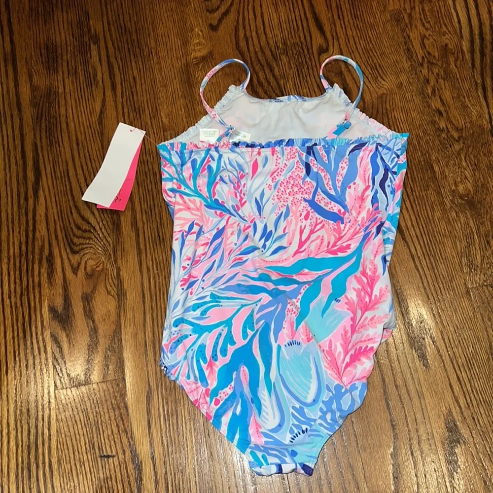Lilly Pulitzer Kids UPF 50 Juliet Swimsuit Kaleidoscope coral NWT sizes 10&14 - Picture 5 of 12